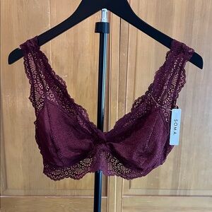 Soma Crochet Lace Velvet Plum Bralette